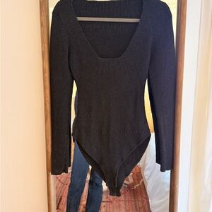 Jacquemus Grey Long Sleeve Knit Bodysuit